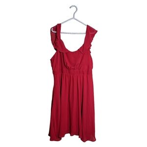 Red Ruffle Sleeveless Dress